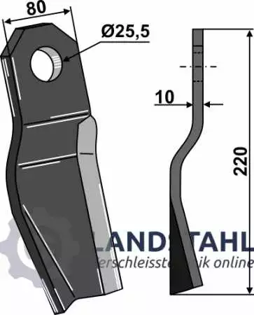 Gedrehtes Messer 220x80mm - linke Ausführung